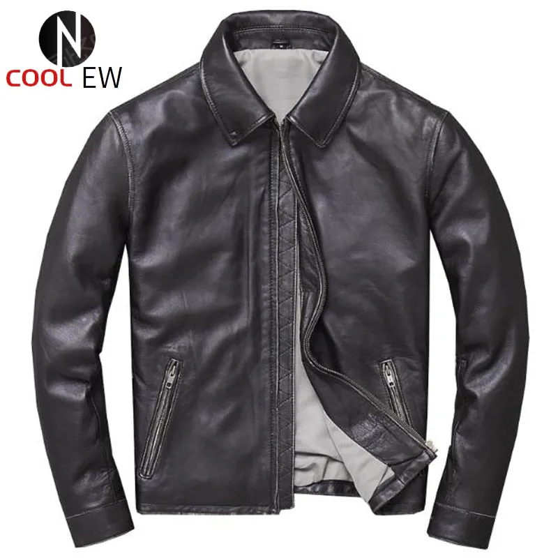 2020 European Slim Real Cowleather Jacket Coat Oversized 4XL Big and Tall Man&#39;s Genuine Leather Jackets Motorcycle Clothing A924