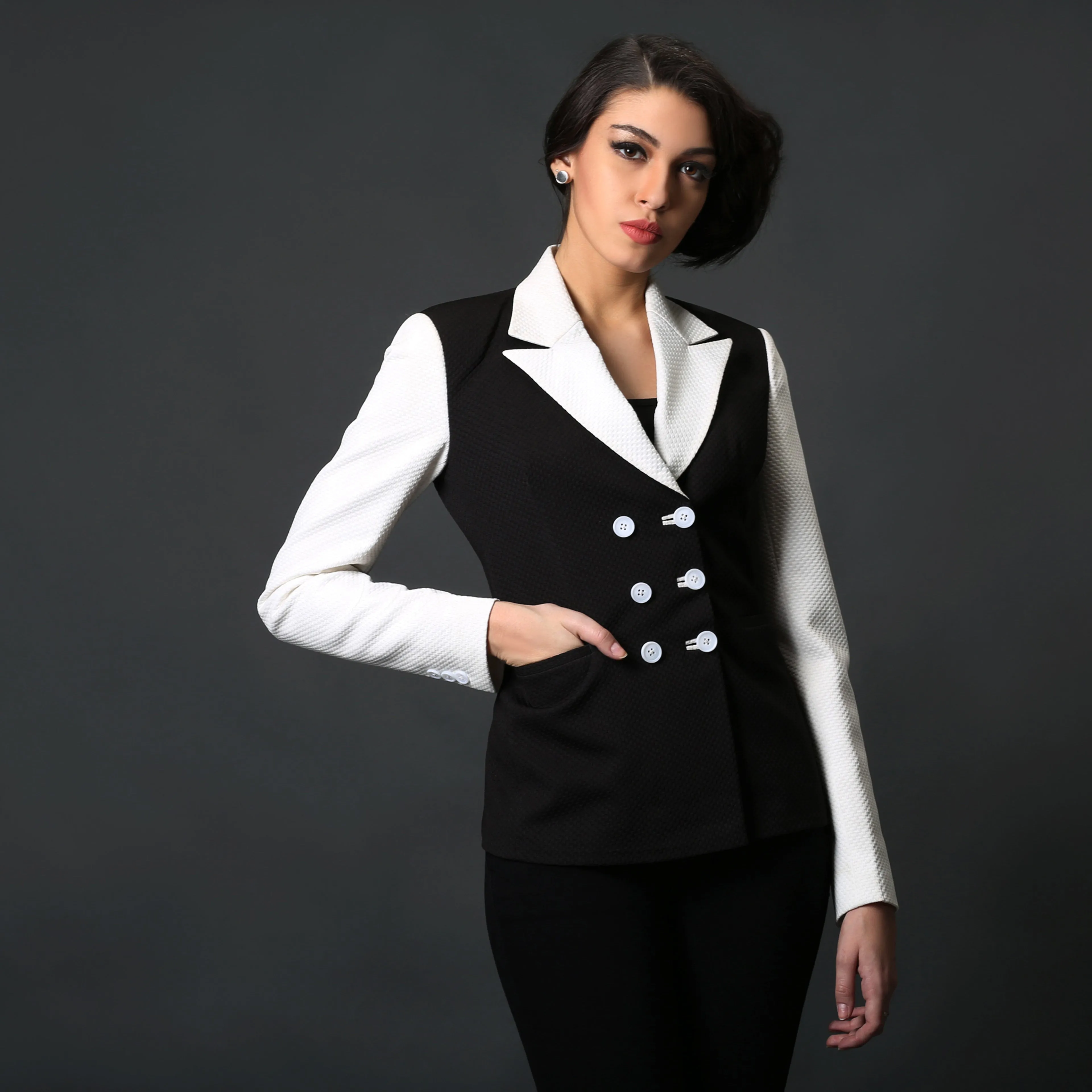 Black and White Zipper Jacket