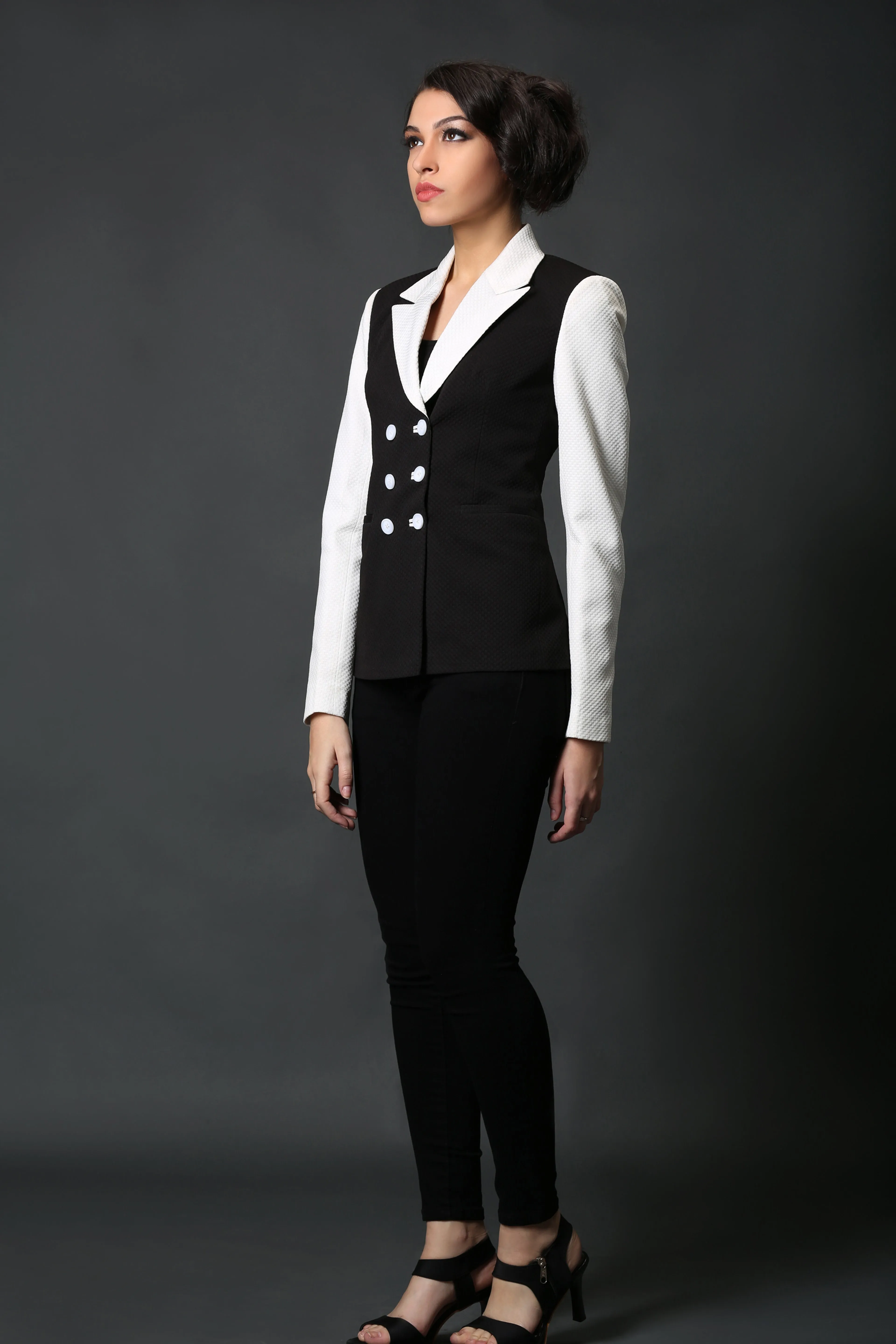 Black and White Zipper Jacket