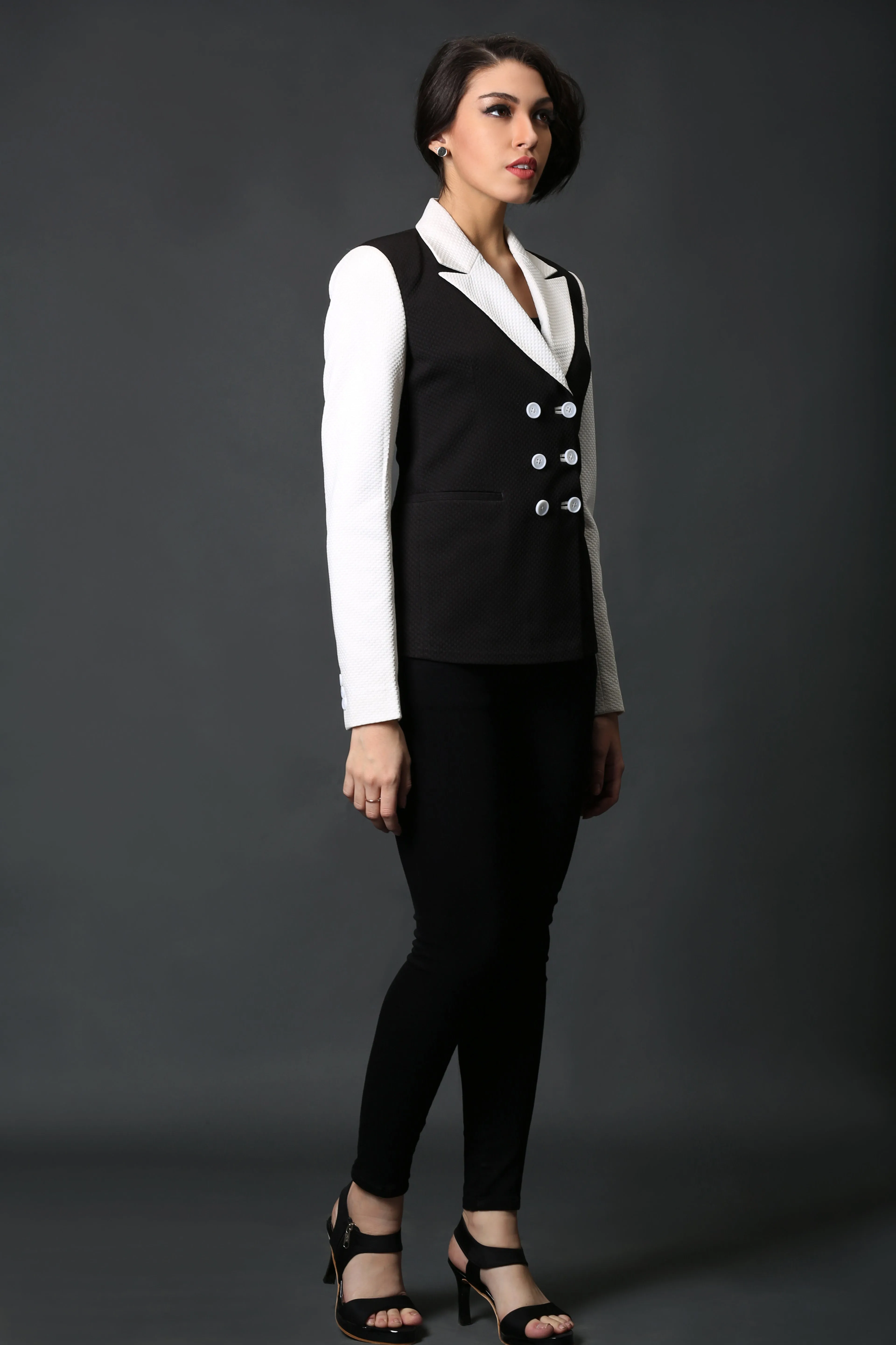 Black and White Zipper Jacket