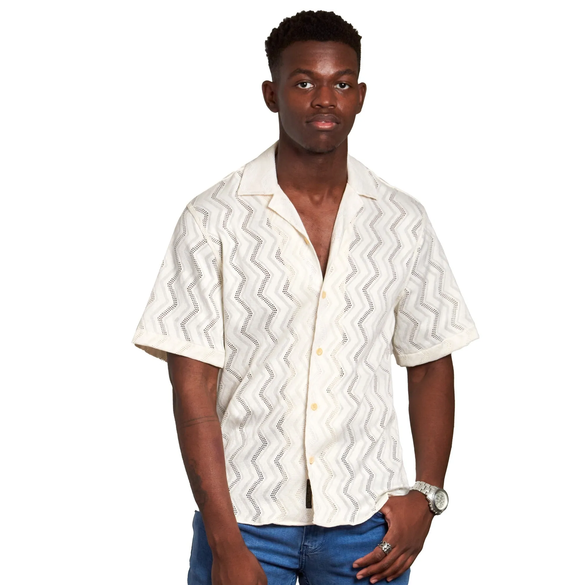 Canary Crochet Relaxed Fit Short Sleeve Shirt