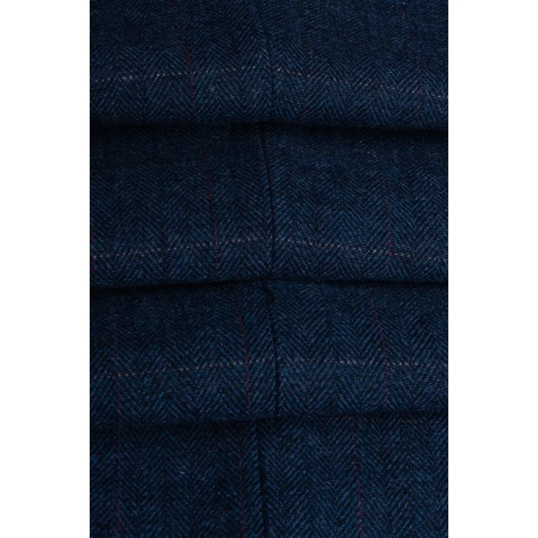 Carnegi - Men's Navy Check Tweed Waistcoat