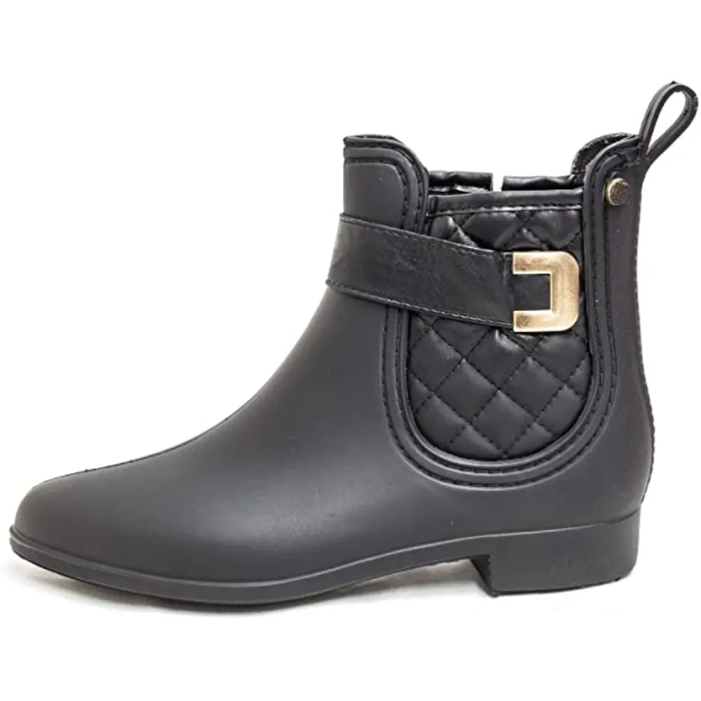 Clarity Sky Black Solid Leather Henry Ferrera Rain Ankle Boots