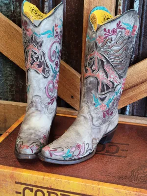 Corral Horse Inlay Iridescent boot  A4371