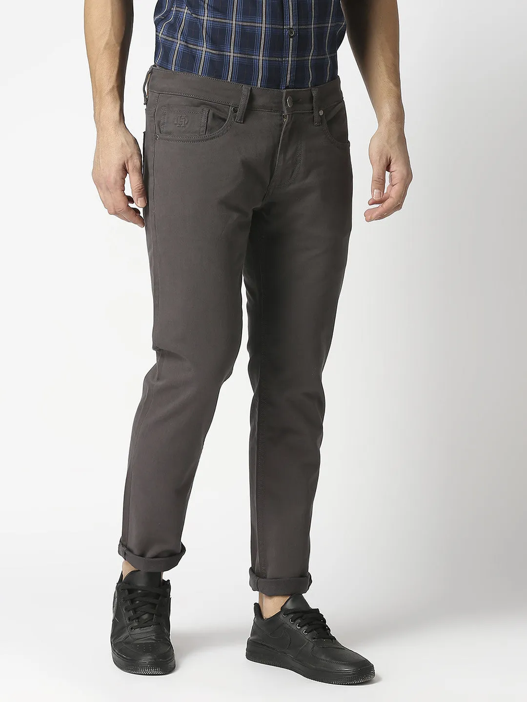 Dark Grey Slim Fit Cotton Stretch Jeans