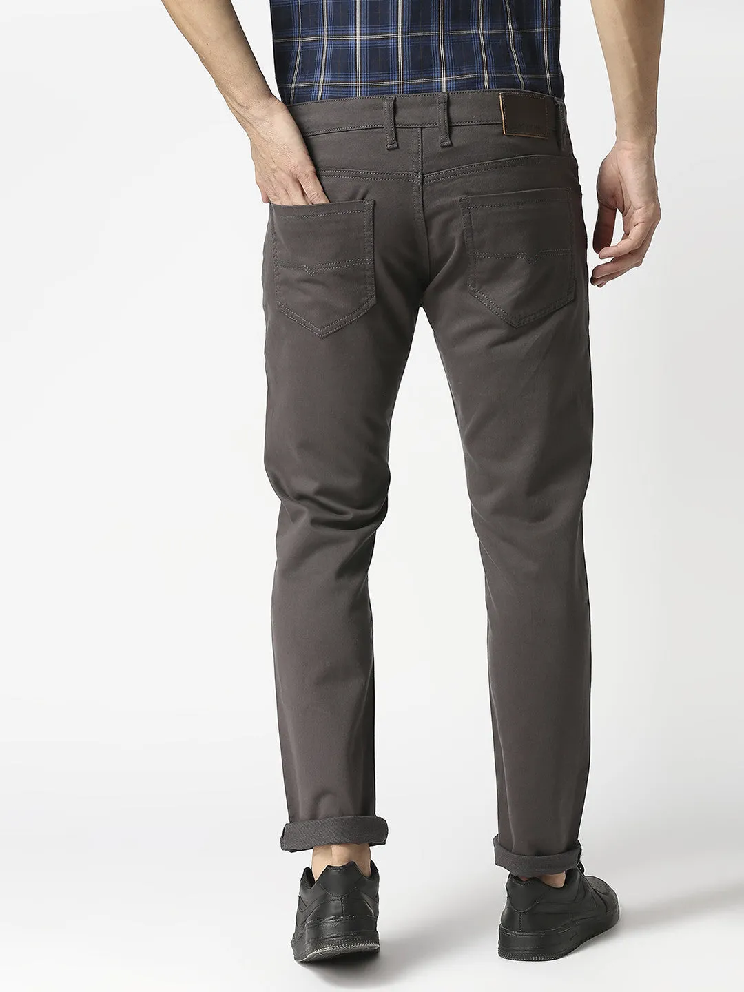 Dark Grey Slim Fit Cotton Stretch Jeans