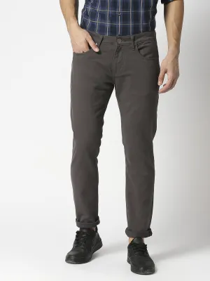 Dark Grey Slim Fit Cotton Stretch Jeans