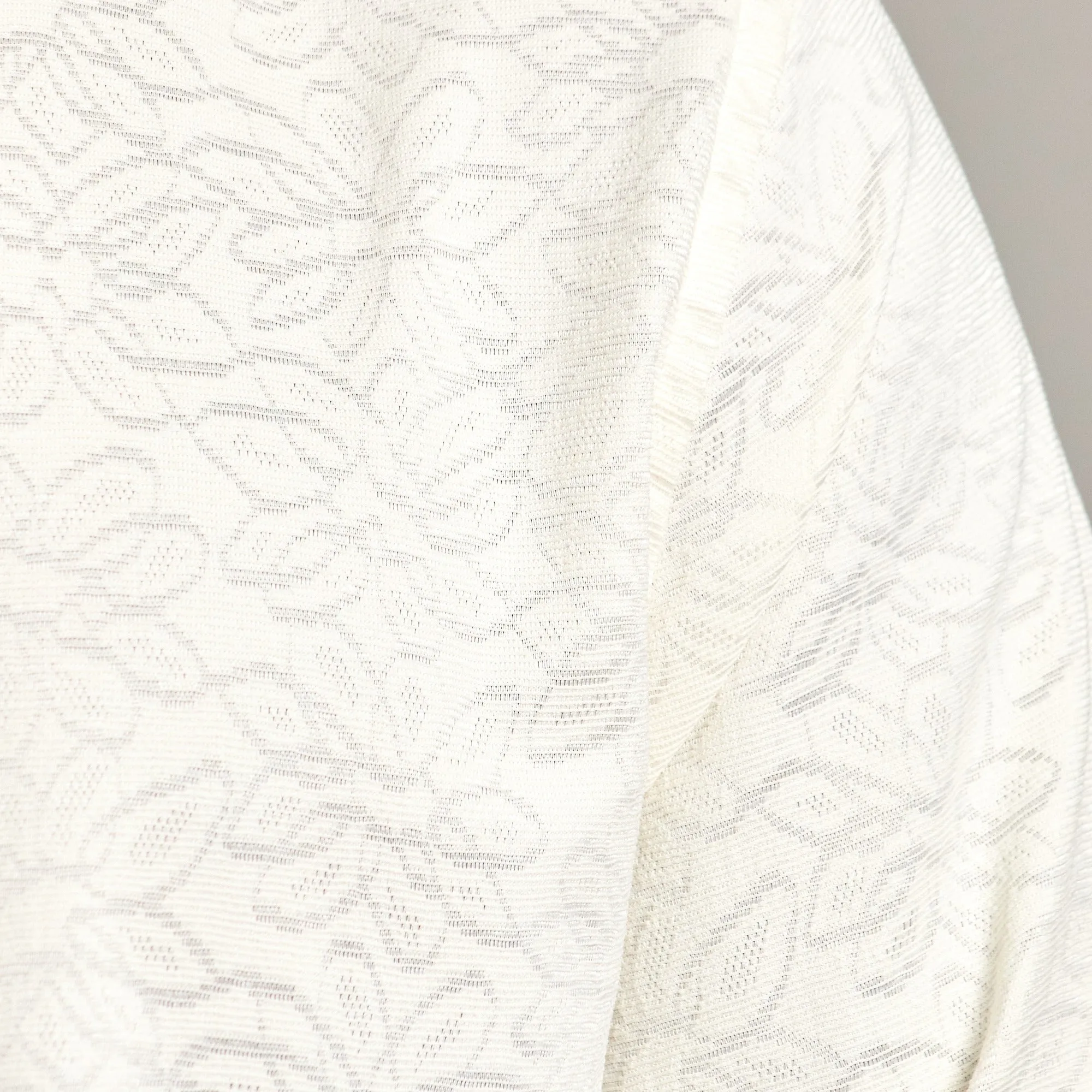 Floral Jacquard Slim Fit Button Down Shirt - Creme