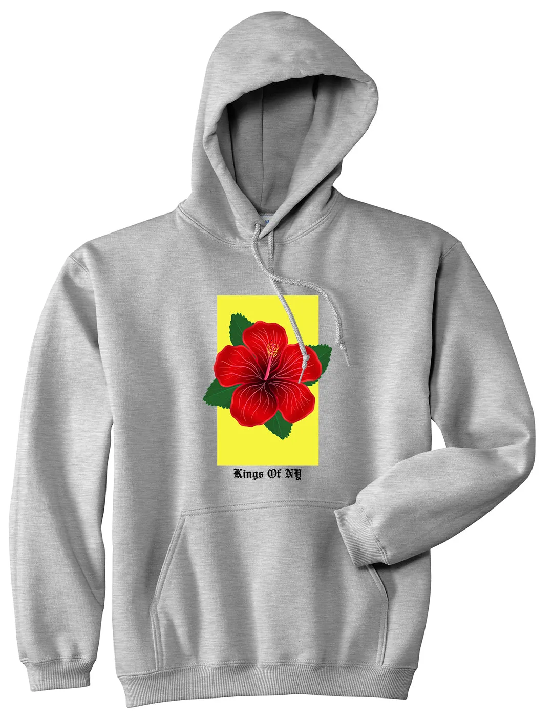 Hibiscus Flower Red Yellow Mens Pullover Hoodie