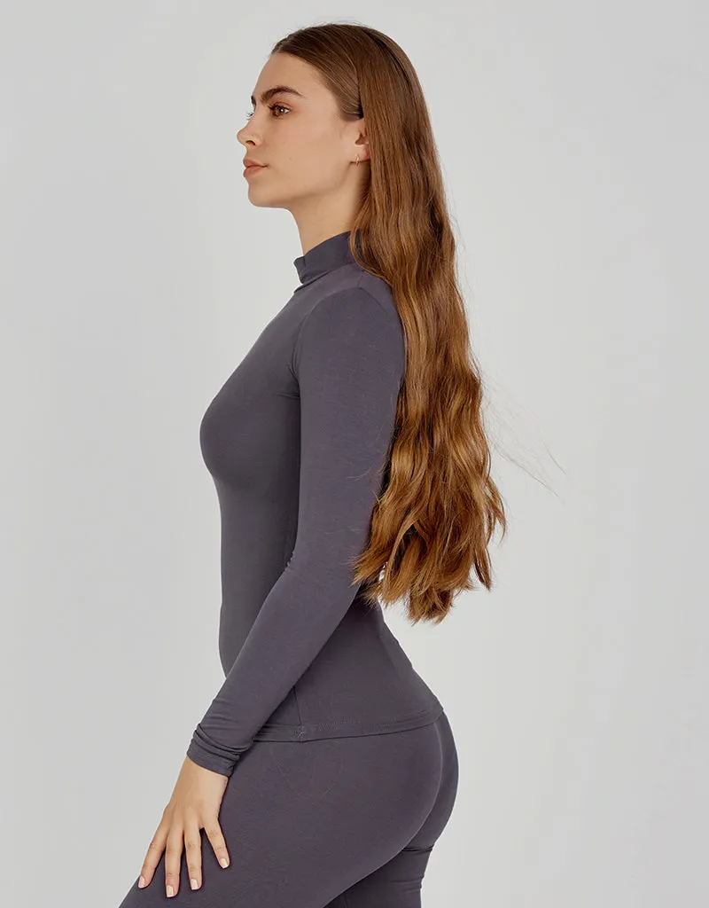 High Neck Cotton Body Top - Dark Shades