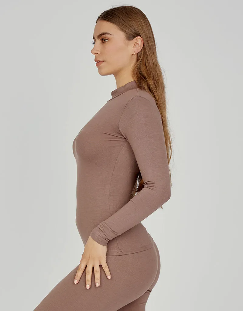 High Neck Cotton Body Top - Dark Shades