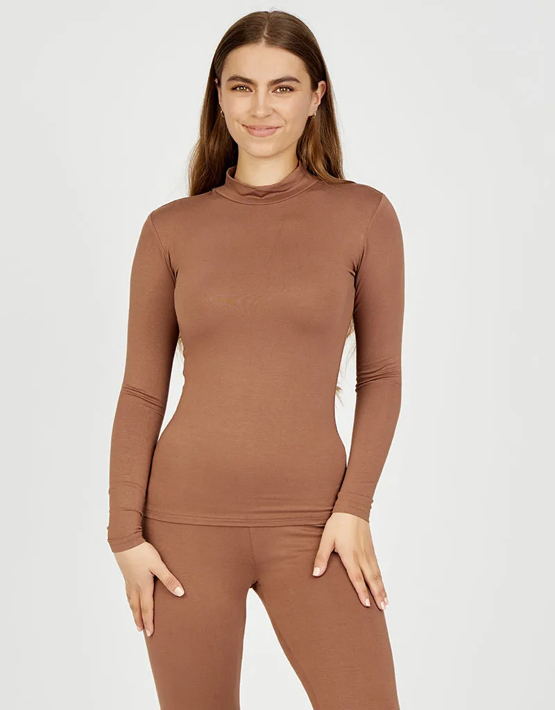 High Neck Cotton Body Top - Dark Shades