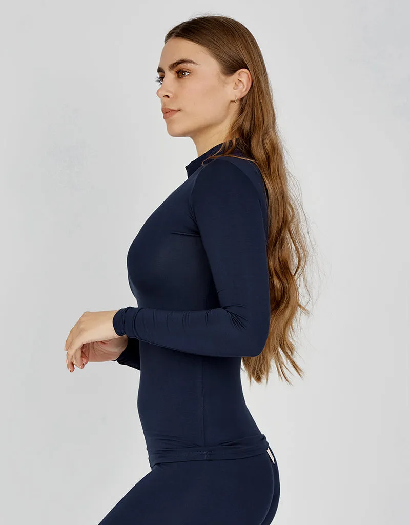High Neck Cotton Body Top - Dark Shades