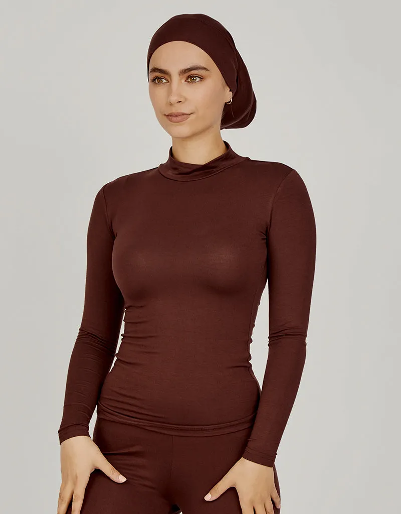 High Neck Cotton Body Top - Dark Shades