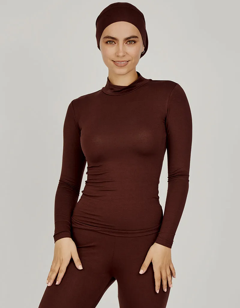 High Neck Cotton Body Top - Dark Shades