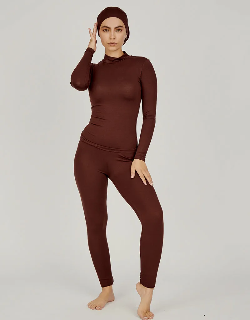 High Neck Cotton Body Top - Dark Shades