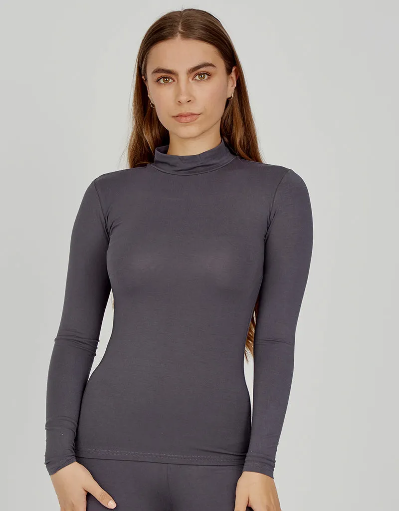 High Neck Cotton Body Top - Dark Shades