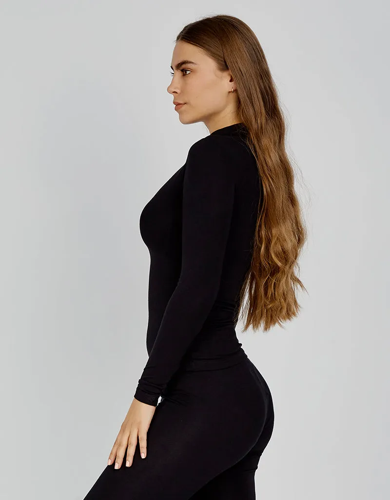 High Neck Cotton Body Top - Dark Shades