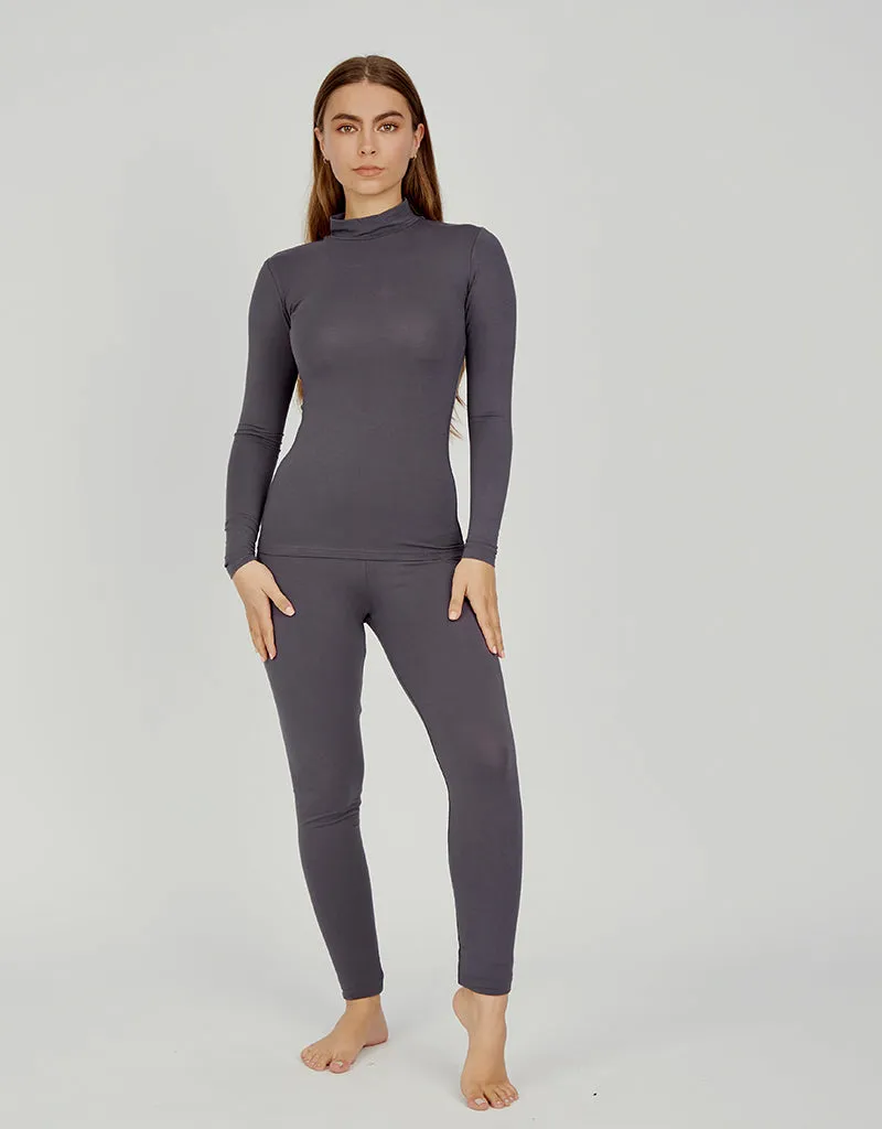 High Neck Cotton Body Top - Dark Shades