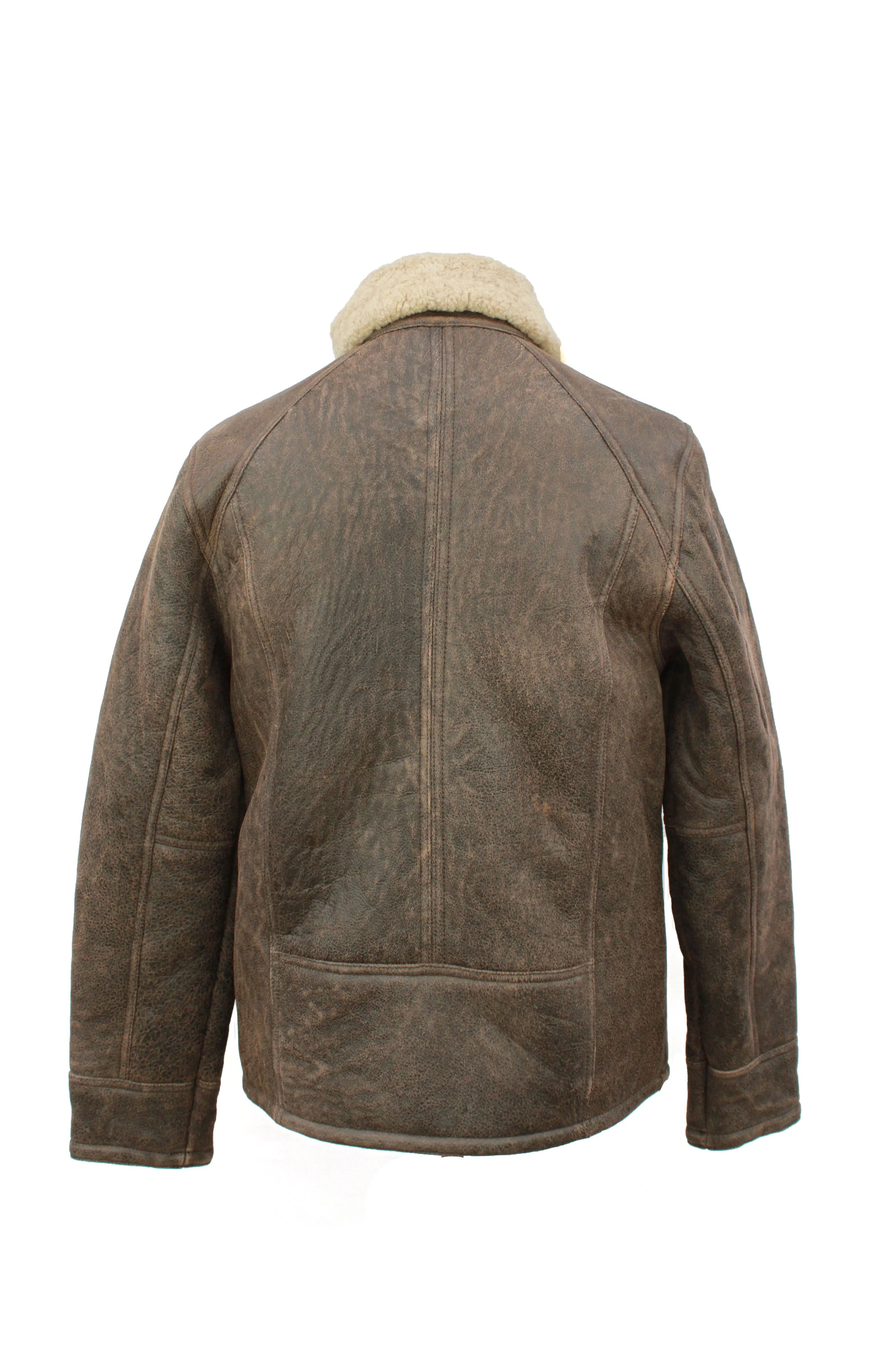 Mens Dean Leather Sheepskin Jacket - Chocolate Forest