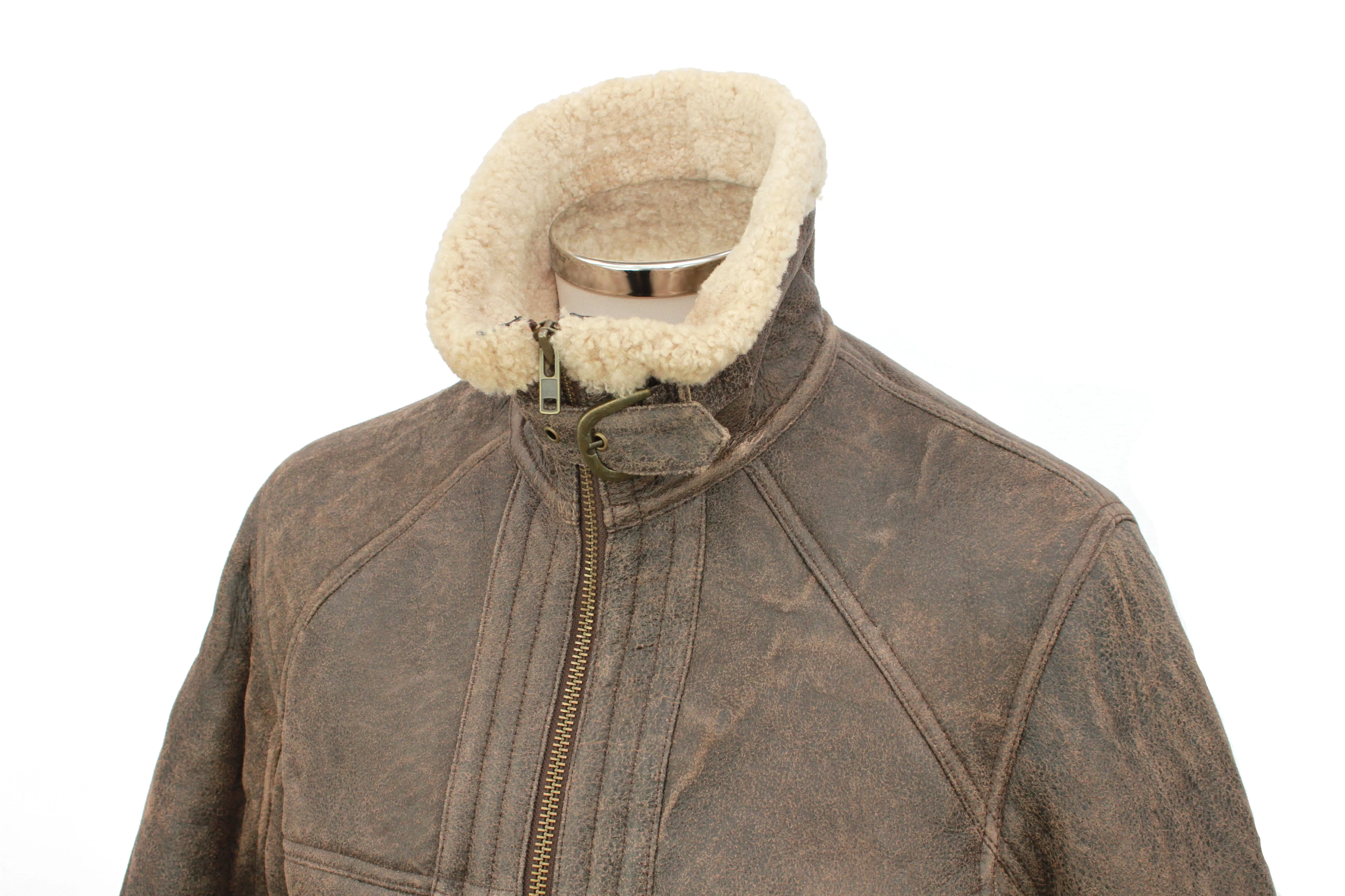 Mens Dean Leather Sheepskin Jacket - Chocolate Forest