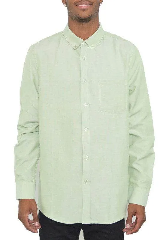 Mens Regular Long Sleeve Button Down Shirts