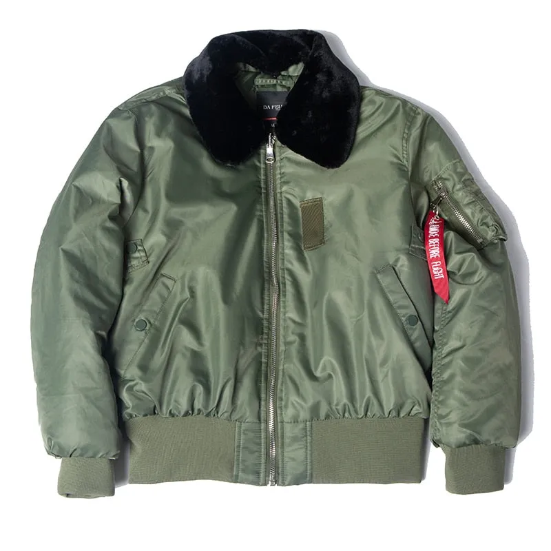 Mens Winter B-15 Bomber Flight Force Pilot Jacket