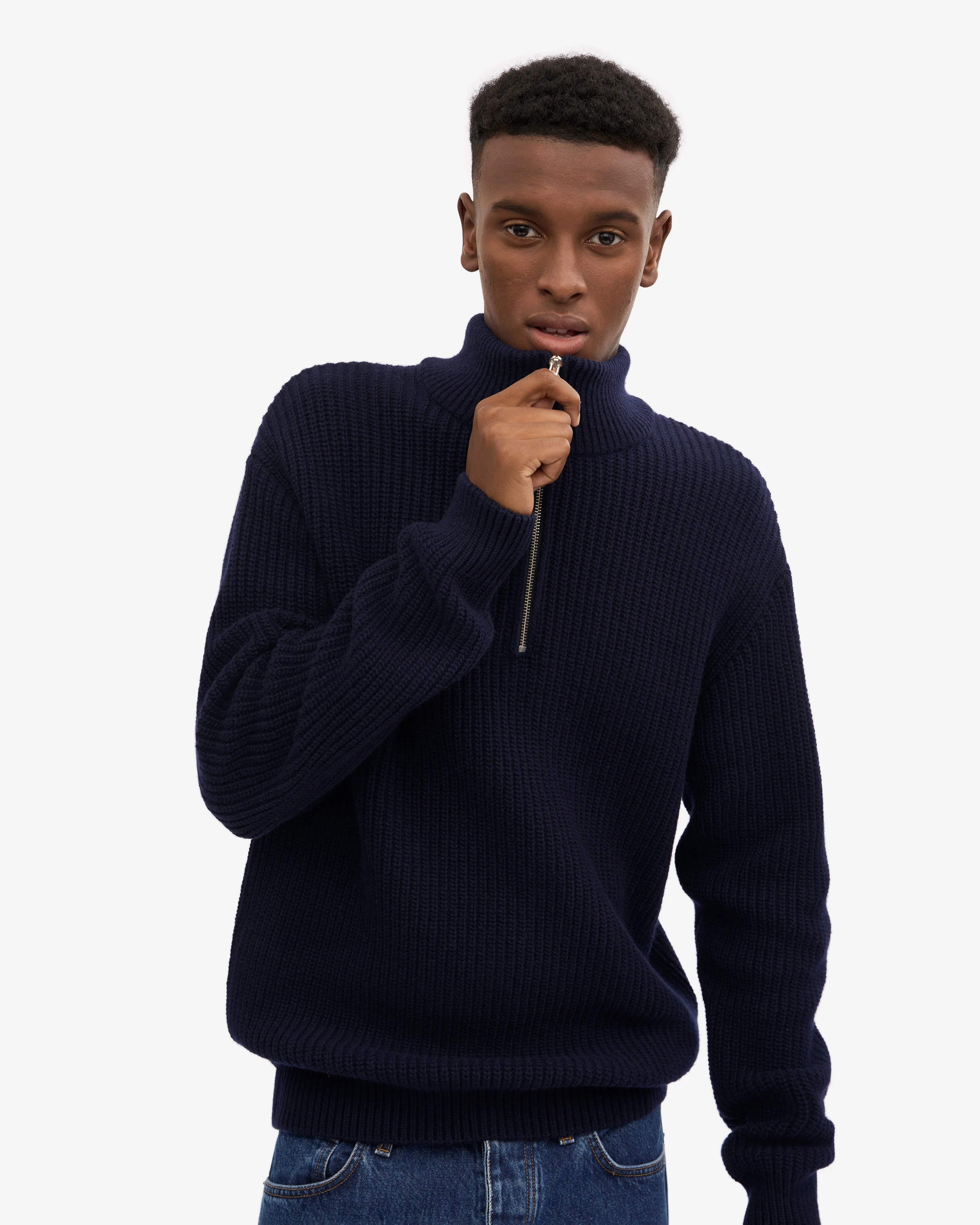 Merino Quarter Zip - Navy Blue