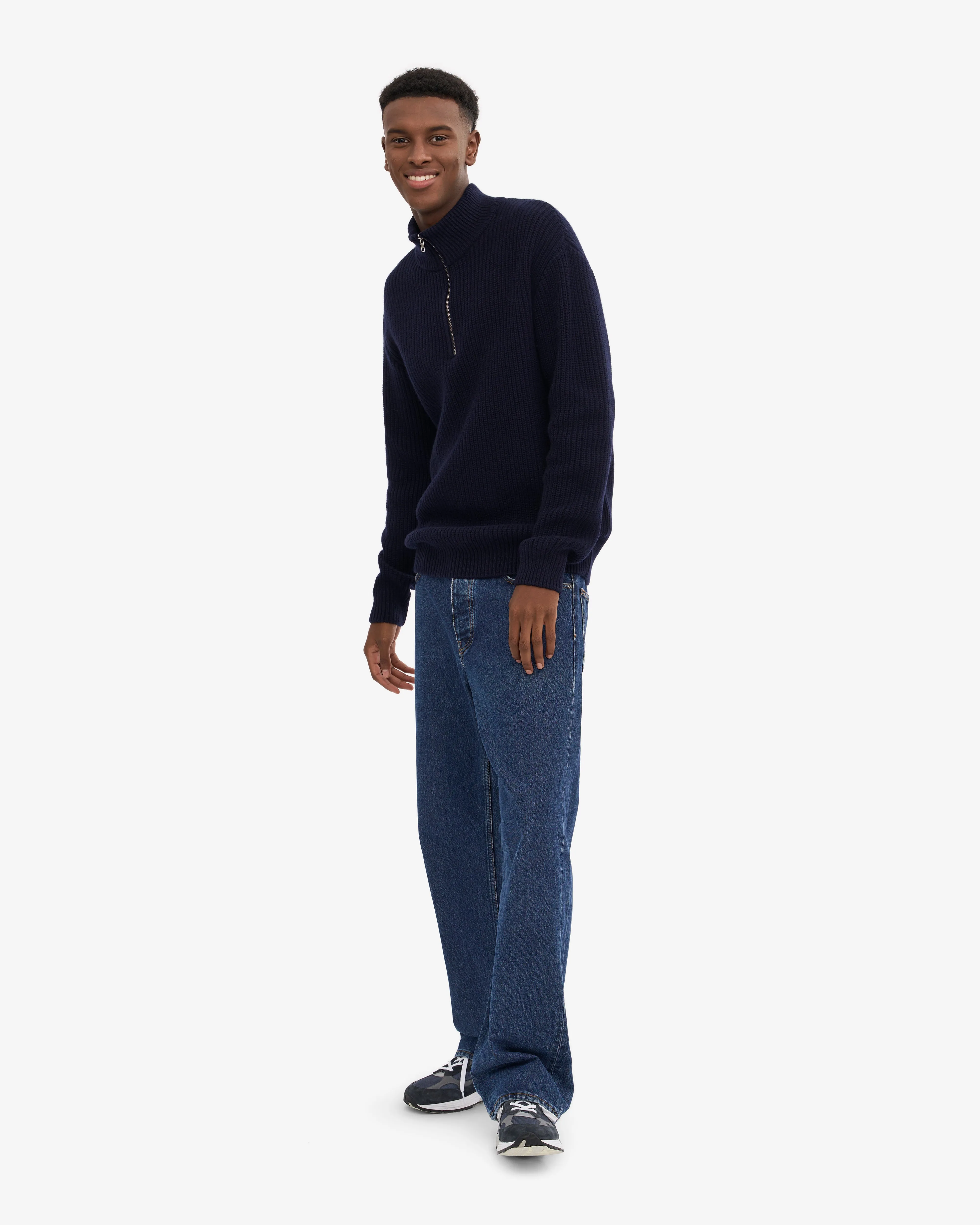 Merino Quarter Zip - Navy Blue