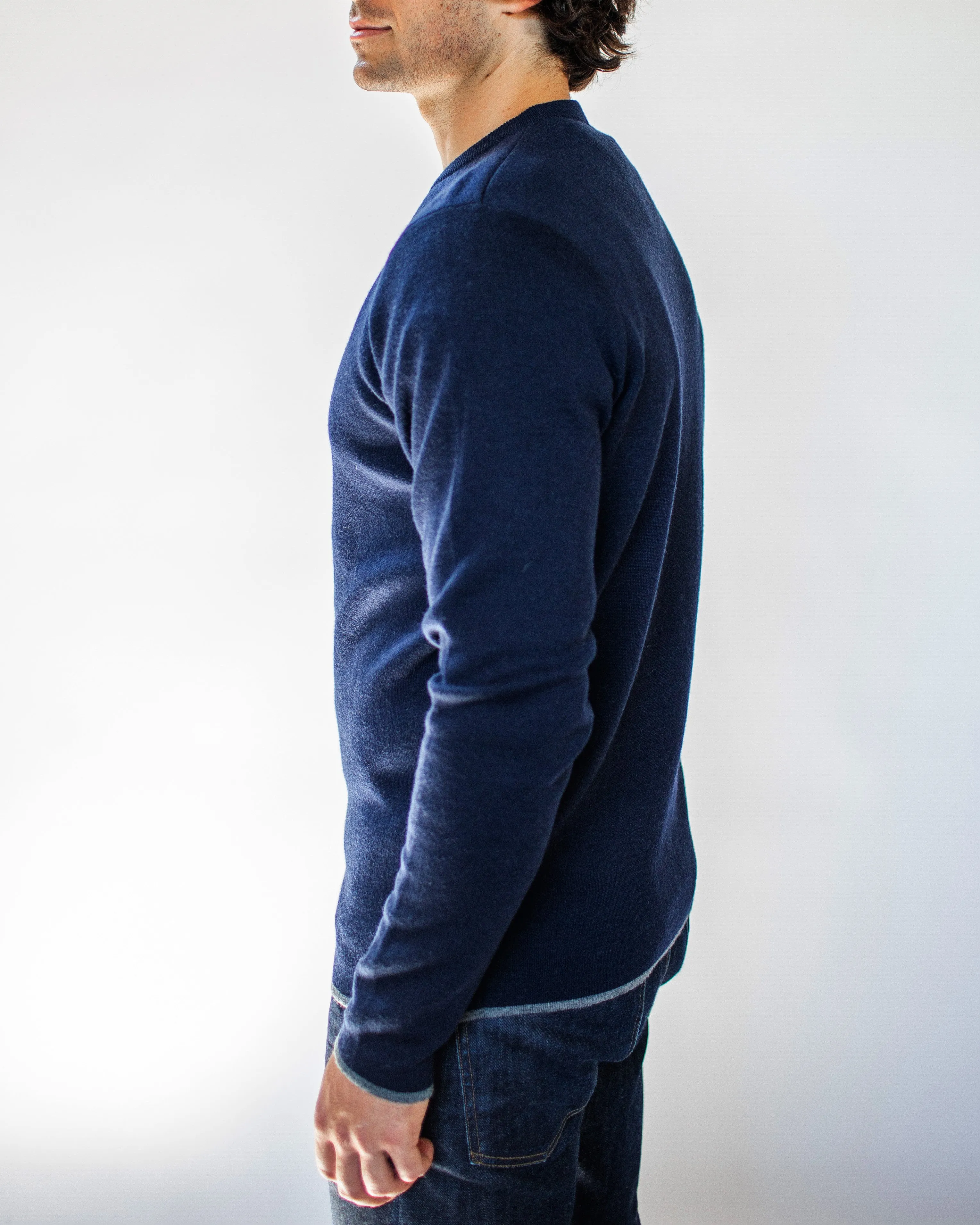 Merino Wool Crewneck (Navy)