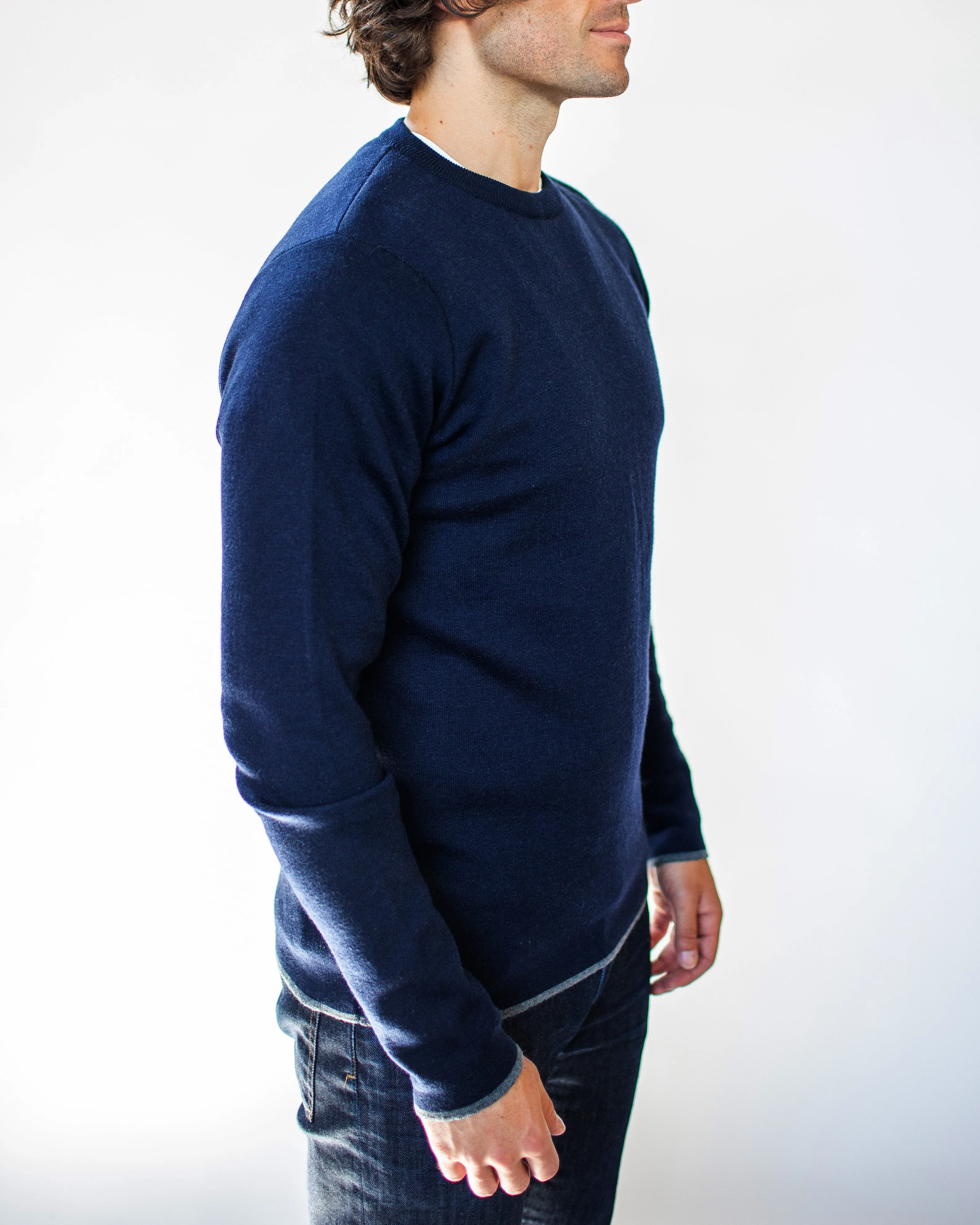 Merino Wool Crewneck (Navy)