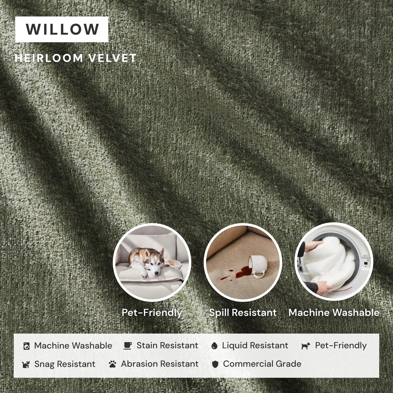 Modular Performance 6-Seater U-Sectional in Willow | Relaxed Blend
