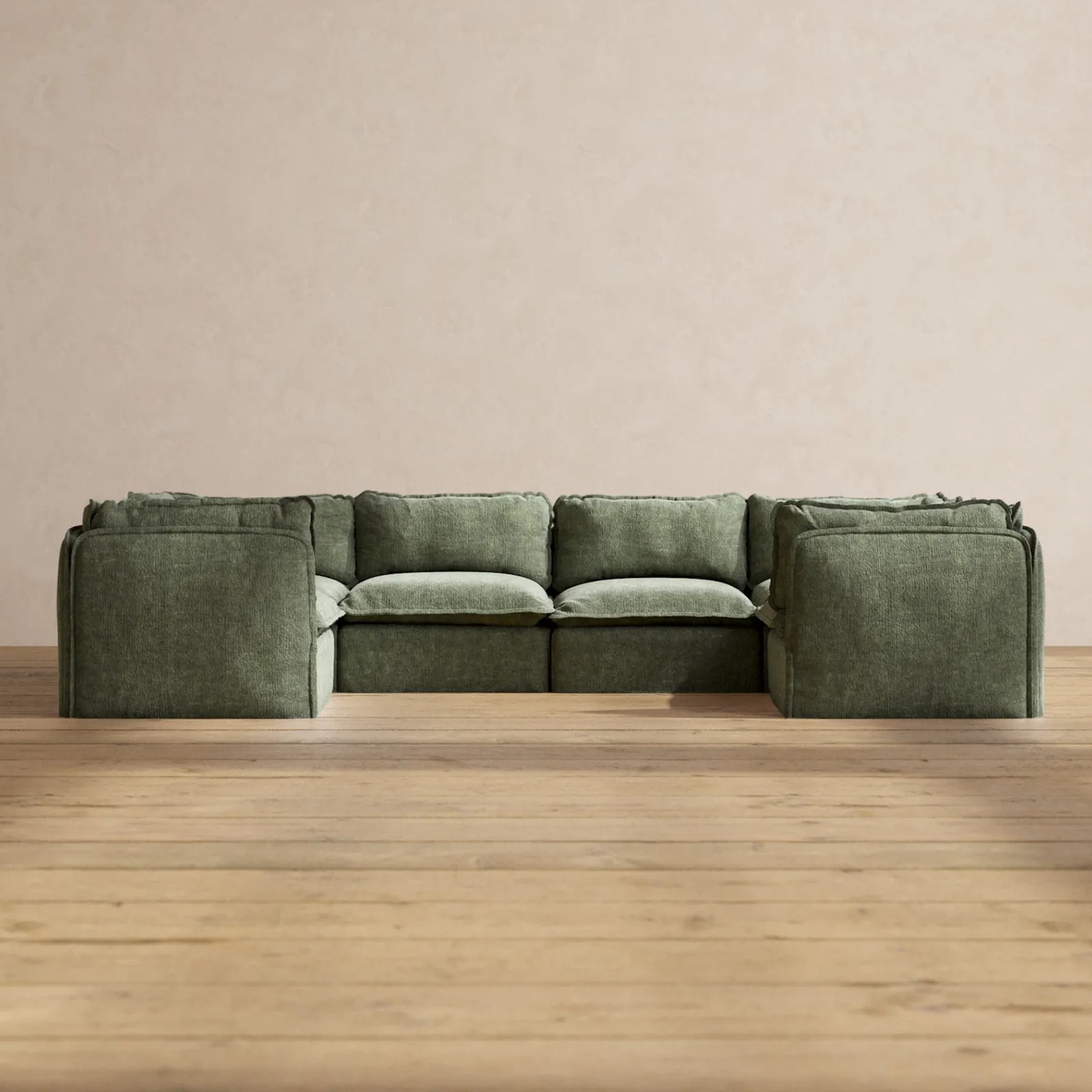 Modular Performance 6-Seater U-Sectional in Willow | Relaxed Blend