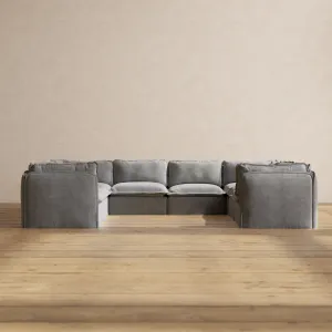 Modular Performance 8-Seater U-Sectional in Ash | Relaxed Blend