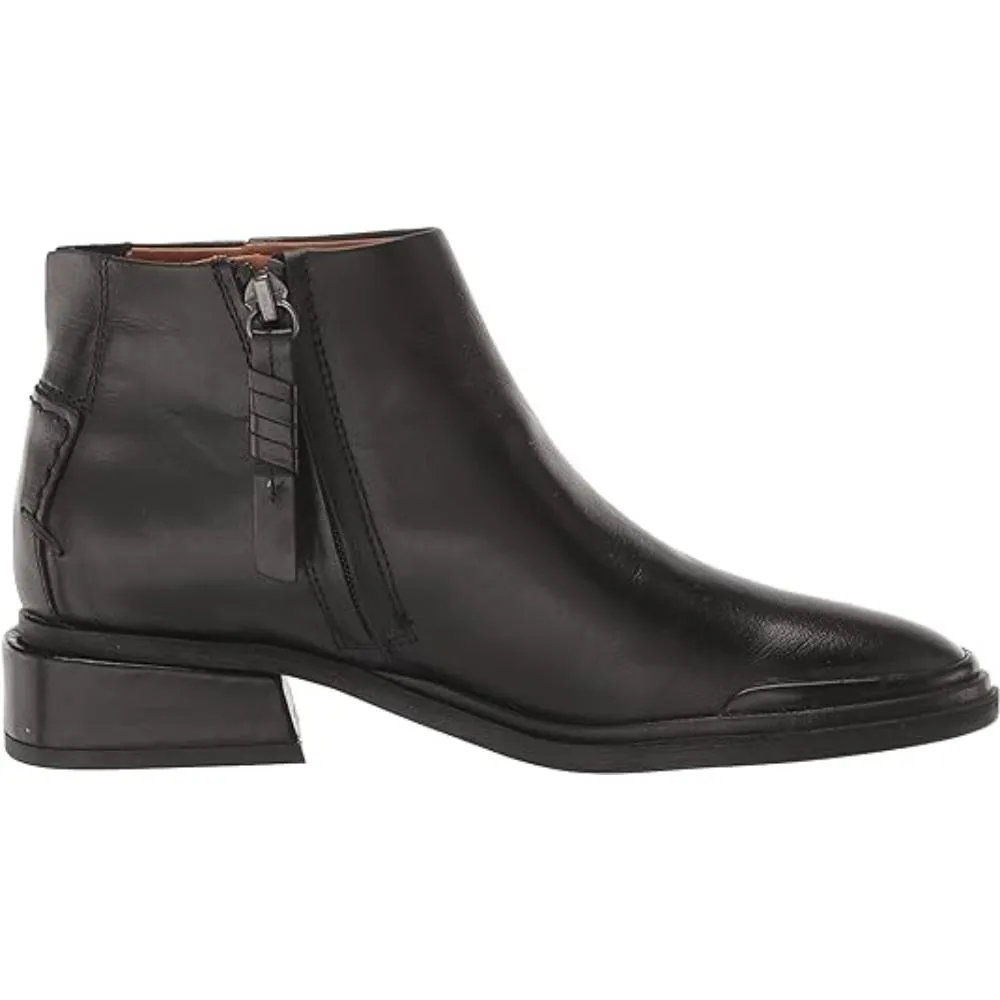 Nemi Black Leather Franco Sarto Ankle Boots