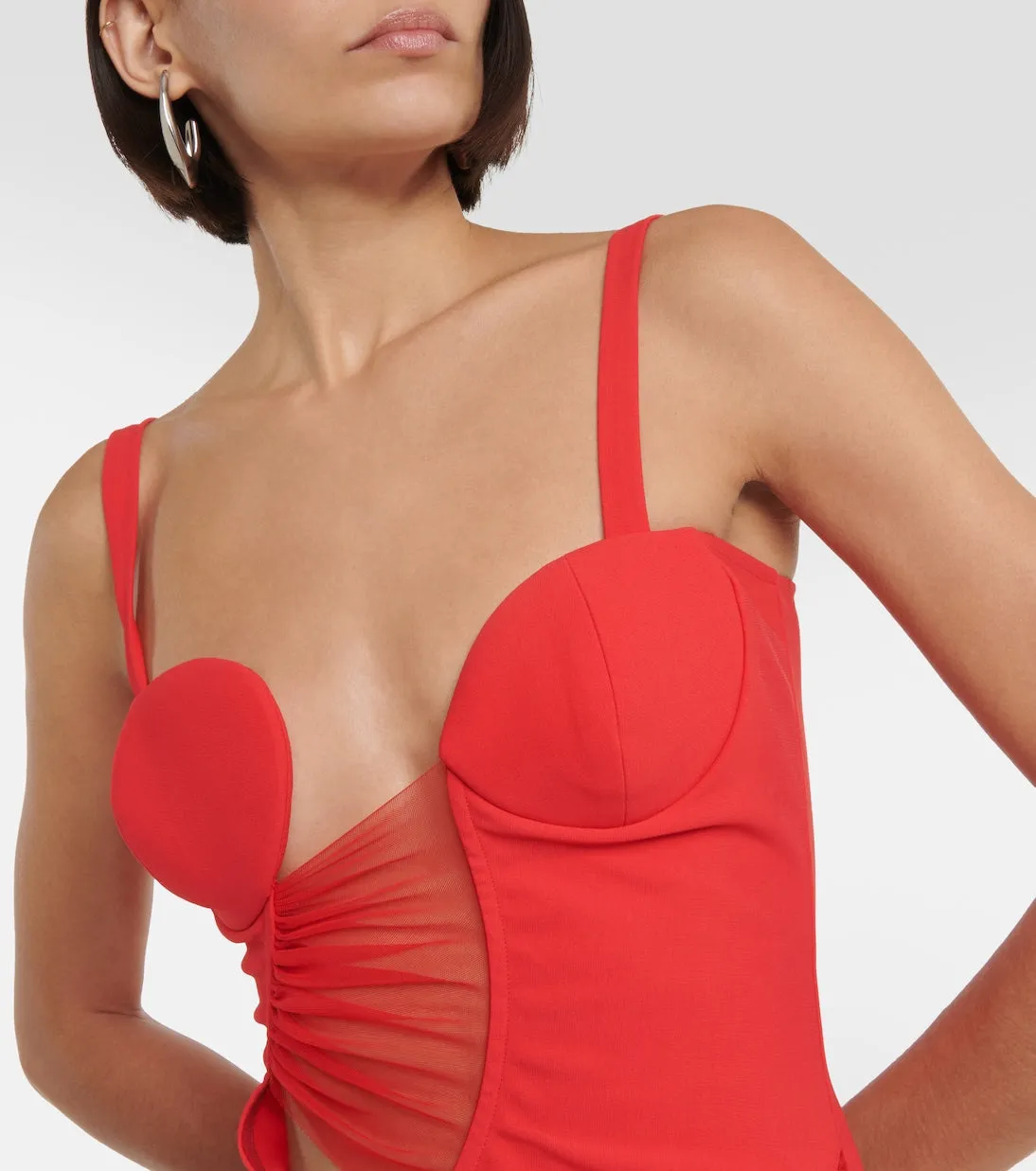 Nensi Dojaka Cutout Jersey Mini Dress, Red