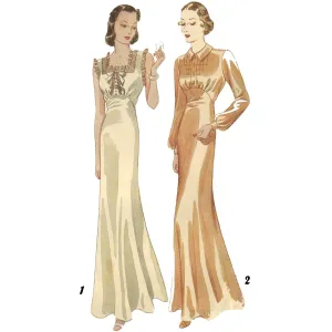 PDF - 1930s Pattern, Art Deco Long Nightgown -  Bust 42” (106.7cm) - Download