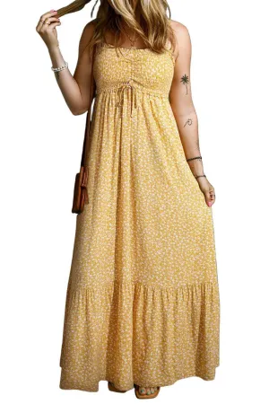 Smocked Printed Square Neck Maxi Cami Dress