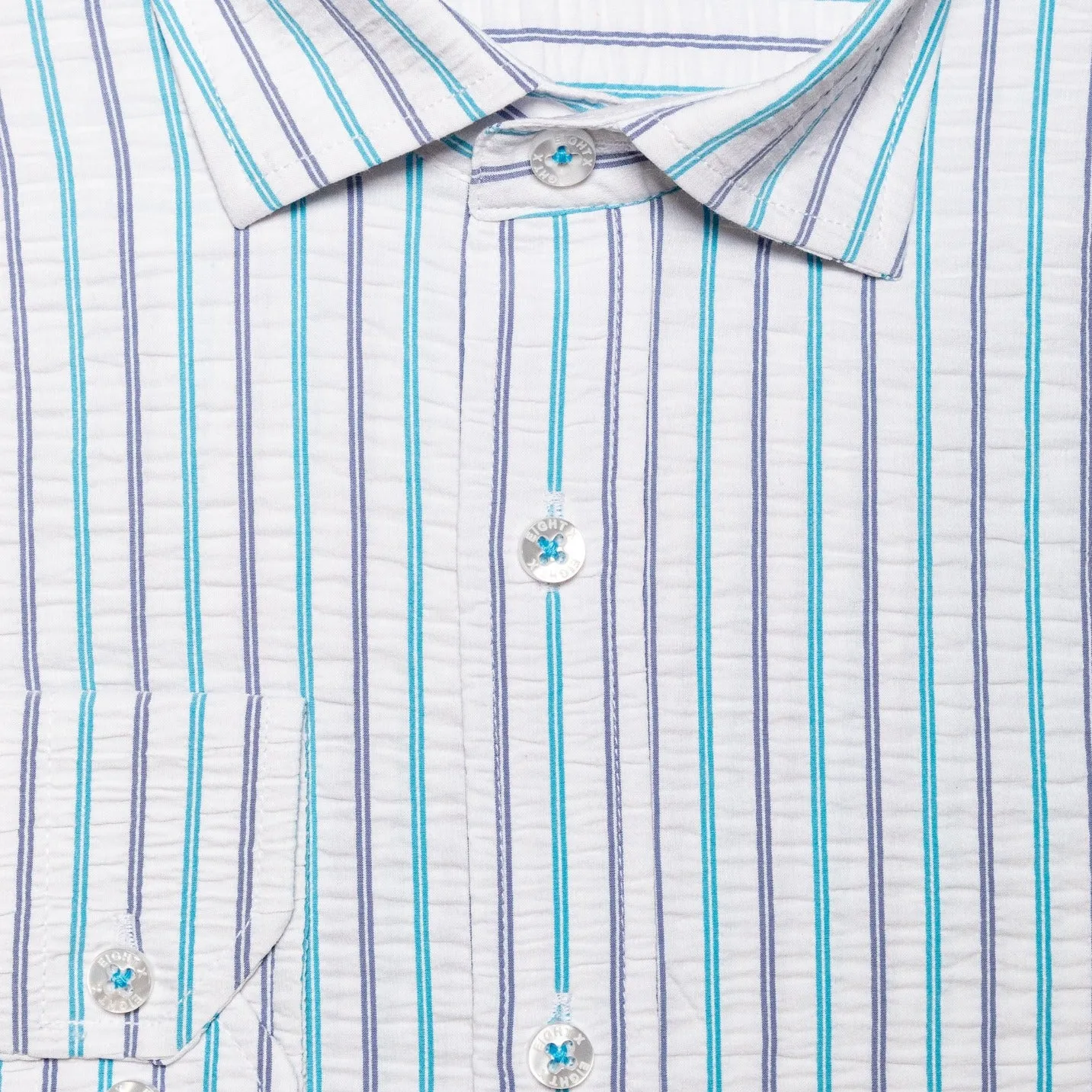 Striped Seersucker Button Down Shirt - Ice