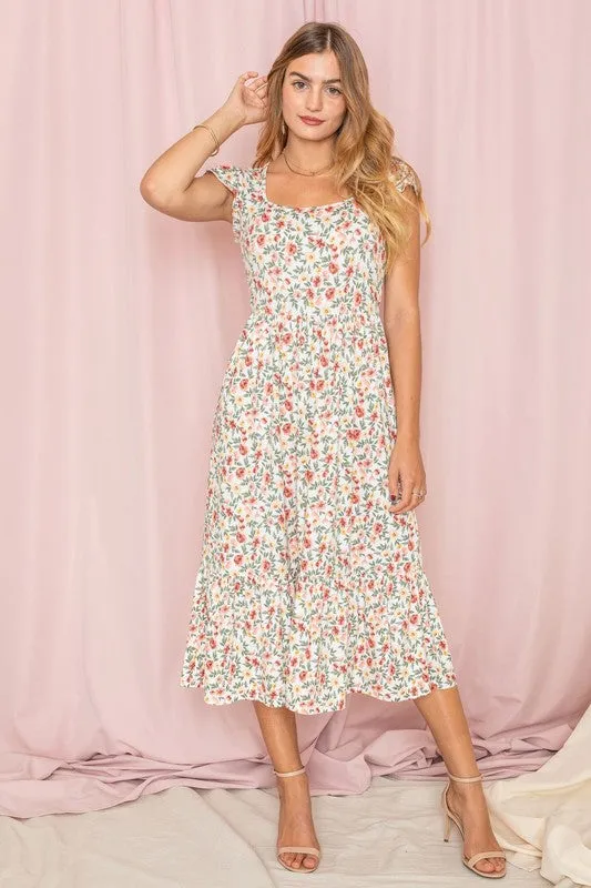 The Lena Flutter Sleeve Ditsy Floral Sundress