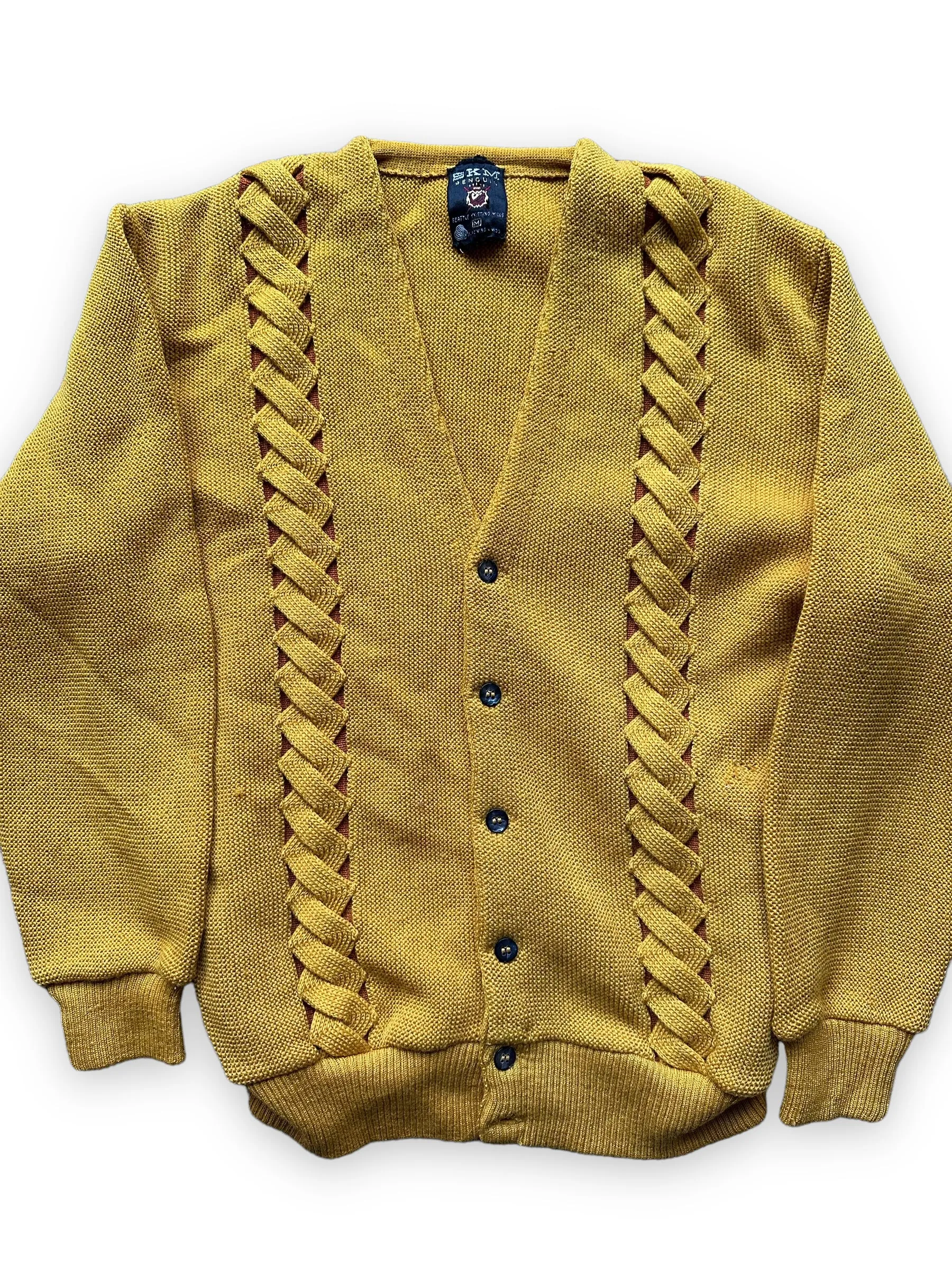 Vintage Seattle Knitting Mills Golden Double Helix Wool Sweater SZ M |  Vintage Cardigan Sweaters Seattle | Barn Owl Vintage Seattle