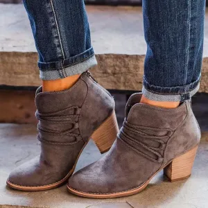 Women's Mid Heel Suede Ankle Boots