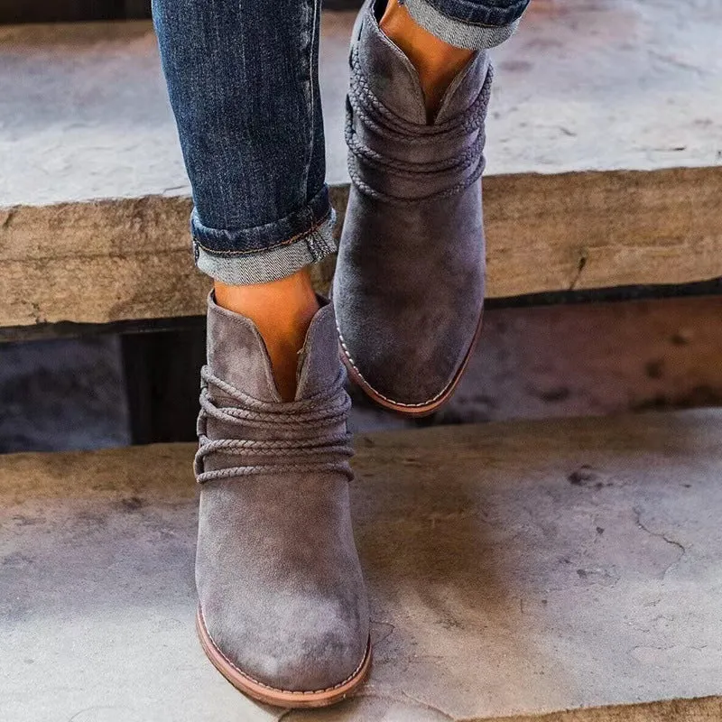 Women's Mid Heel Suede Ankle Boots