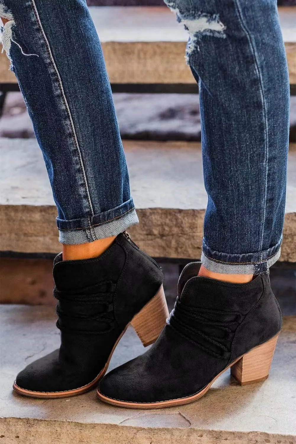 Women's Mid Heel Suede Ankle Boots