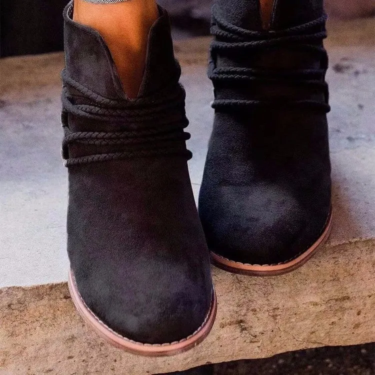 Women's Mid Heel Suede Ankle Boots