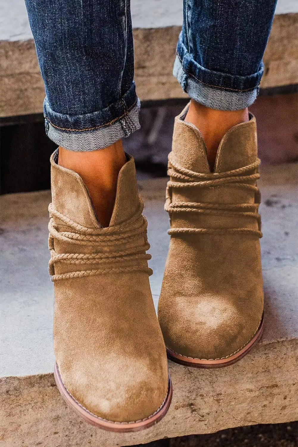 Women's Mid Heel Suede Ankle Boots