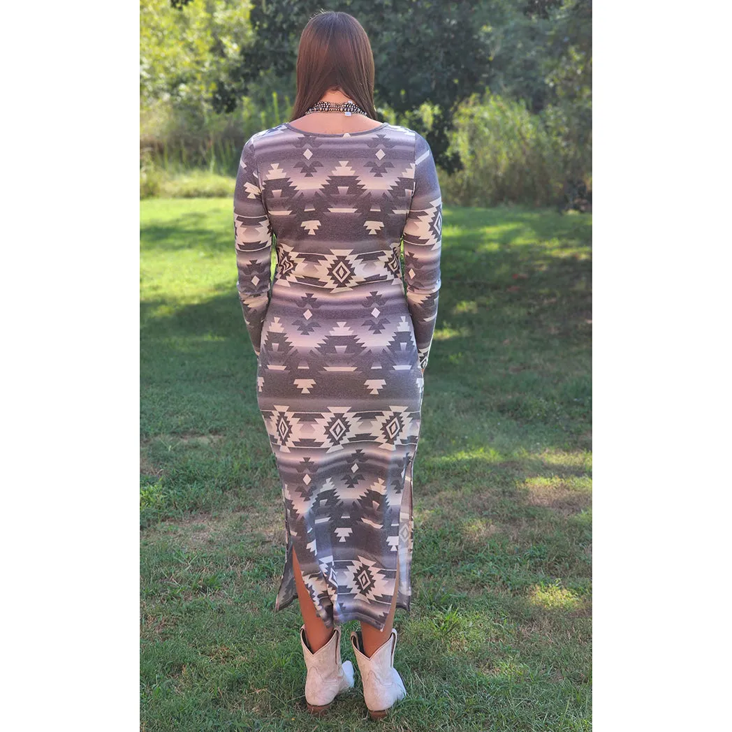 Wrangler Women's Grey & White Aztec Dress