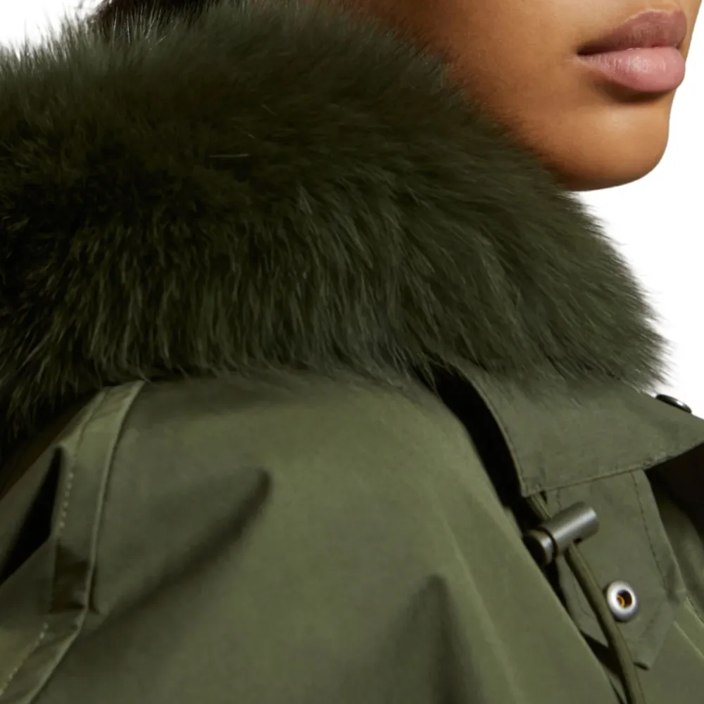 Yves Salomon Cropped Parka - Hunter Green