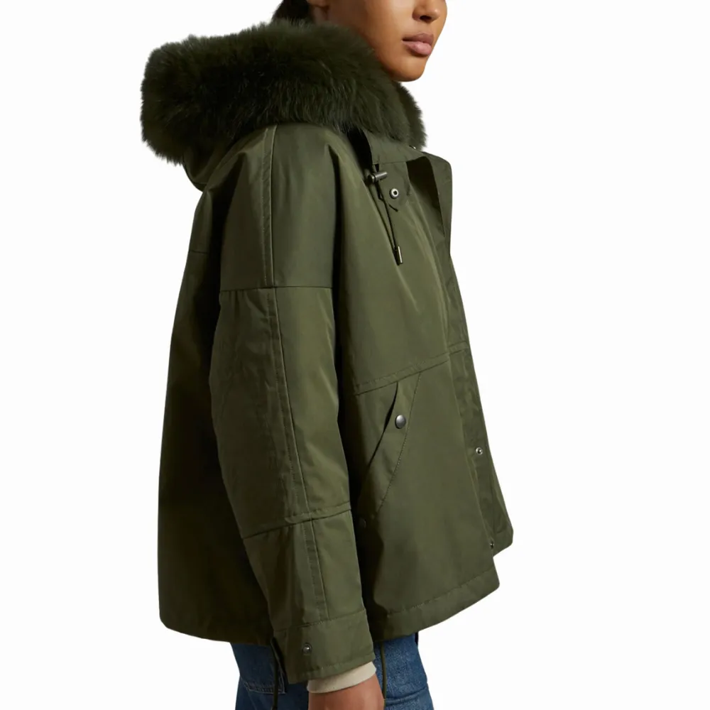 Yves Salomon Cropped Parka - Hunter Green