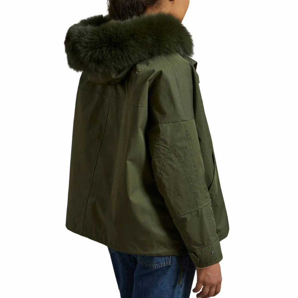 Yves Salomon Cropped Parka - Hunter Green
